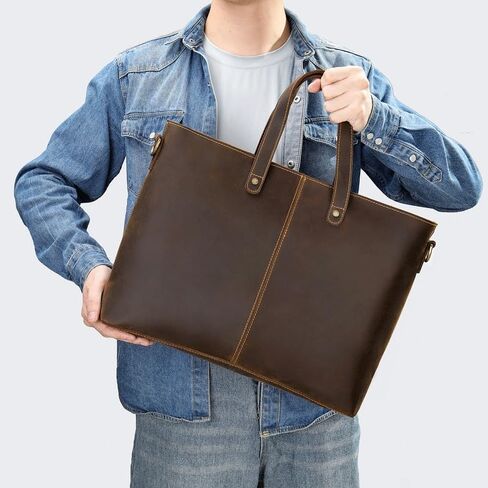 Crazy Horse Leather Large Capacity Computer Bag Tote Retro Single Shoulder Crossbody in Saudi Arabia
