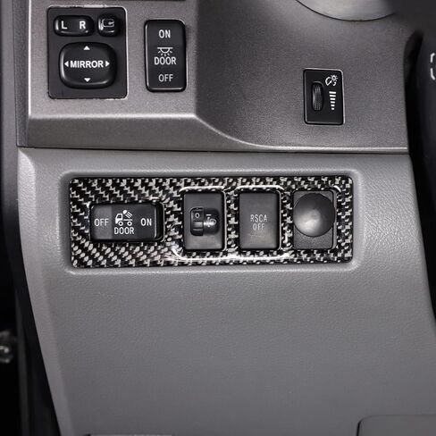 ملصق إطار لمفتاح إيقاف المصباح عالي التثبيت لسيارة Toyota Tundra 2007-2013 ملحقات وحدات التحكم المركزية، غطاء ديكور داخلي للسيارة من ألياف الكربون الحقيقية in Kuwait