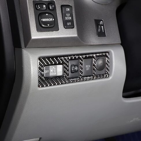 ملصق إطار لمفتاح إيقاف المصباح عالي التثبيت لسيارة Toyota Tundra 2007-2013 ملحقات وحدات التحكم المركزية، غطاء ديكور داخلي للسيارة من ألياف الكربون الحقيقية in Kuwait