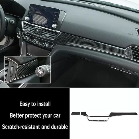 Car Accessories Fit for Honda Accord 10th Gen 2018-2022 Inner Dashboard Center Console AC Switch Button Panel Stripe Cover Trim (Carbon Fiber Style) ABS 2 PCS in Kuwait