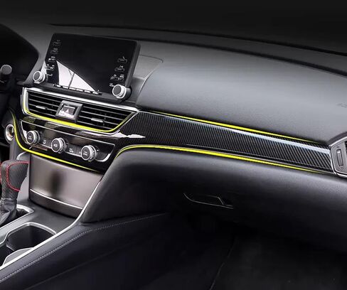 Car Accessories Fit for Honda Accord 10th Gen 2018-2022 Inner Dashboard Center Console AC Switch Button Panel Stripe Cover Trim (Carbon Fiber Style) ABS 2 PCS in Kuwait