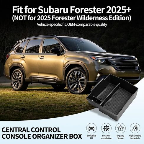 3PCS Center Console Organizer Tray for 2025 2026 Subaru Forester Premium/Sport/Limited/Touring (NOT for 2025 Subaru Forester Wilderness), ABS Black Armrest Storage Box Tray Insert Accessories in Saudi Arabia