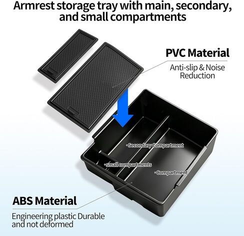 3PCS Center Console Organizer Tray for 2025 2026 Subaru Forester Premium/Sport/Limited/Touring (NOT for 2025 Subaru Forester Wilderness), ABS Black Armrest Storage Box Tray Insert Accessories in Saudi Arabia