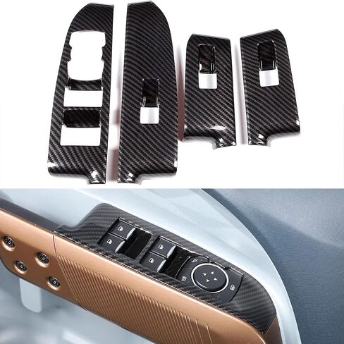 Window Lift Switch Panel Trim Fit for Ford Maverick 2022 2023 2024 2025 2026 Window Lift Panel Cover Interior Door Armrest Accessories ABS Material (Carbon Fiber Black) -4PCS in Saudi Arabia