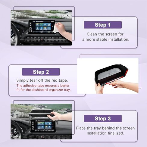 صينية تنظيم تخزين لوحة القيادة RUNROAD متوافقة مع ملحقات Honda HR-V 2023 2024 2025 2026، منظم وحدة التحكم المركزية لصندوق تخزين لوحة القيادة خلف الشاشة HR V لشاشة 7 بوصات/ 9 بوصات in Kuwait