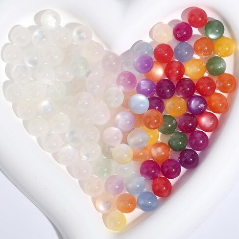 1 Box 120PCS 10MM Round Resin Beads with Hole UV Reactive Color Changing White Change Colorful Sensitive Glitter Sunlight Loose Spacer Bead for Jewelry Making Bracelets Necklaces DIY Crafts in Saudi Arabia
