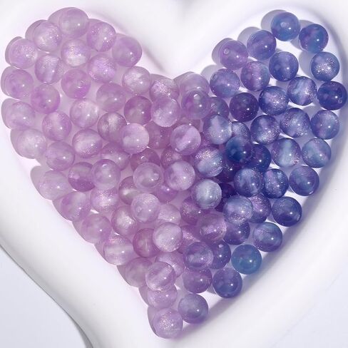 1 Box 120PCS 10MM Round Resin Beads with Hole UV Reactive Color Changing White Change Colorful Sensitive Glitter Sunlight Loose Spacer Bead for Jewelry Making Bracelets Necklaces DIY Crafts in Kuwait