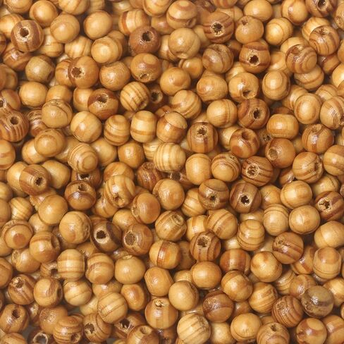 50 Pieces 25mm Round Striped Wooden Beads for Jewelry Making Brown Wooden Loose Spacer Beads with Texture, 5mm Hole in Saudi Arabia