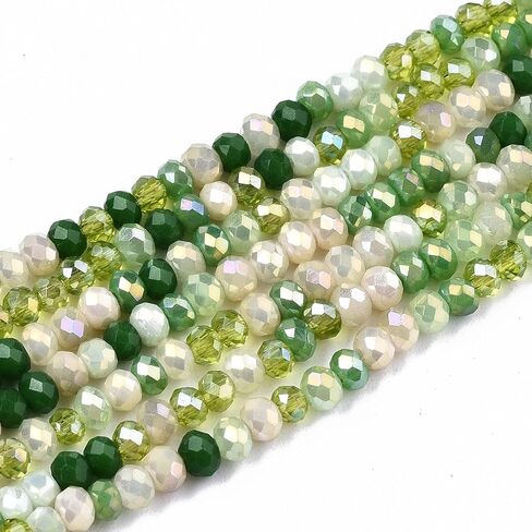 About 115pcs AB Color Plated Electroplate Glass Beads, 3x2mm Light Green Faceted Rondelle Loose Spacer Beads for Jewelry Making for DIY Bracelet Necklace Earrings, Hole: 0.8mm in Kuwait