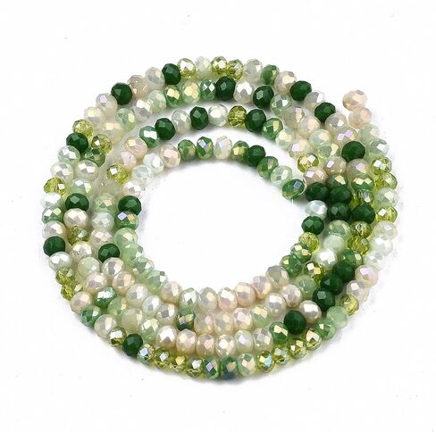 About 115pcs AB Color Plated Electroplate Glass Beads, 3x2mm Light Green Faceted Rondelle Loose Spacer Beads for Jewelry Making for DIY Bracelet Necklace Earrings, Hole: 0.8mm in Kuwait