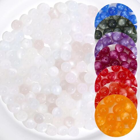 1 Box 120PCS 10MM Round Resin Beads with Hole UV Reactive Color Changing White Change Colorful Sensitive Glitter Sunlight Loose Spacer Bead for Jewelry Making Bracelets Necklaces DIY Crafts in Kuwait