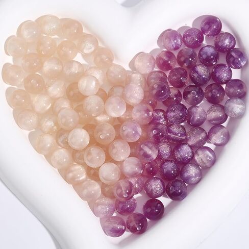 1 Box 120PCS 10MM Round Resin Beads with Hole UV Reactive Color Changing White Change Colorful Sensitive Glitter Sunlight Loose Spacer Bead for Jewelry Making Bracelets Necklaces DIY Crafts in Kuwait