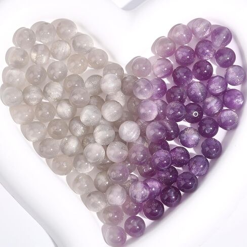 1 Box 120PCS 10MM Round Resin Beads with Hole UV Reactive Color Changing White Change Colorful Sensitive Glitter Sunlight Loose Spacer Bead for Jewelry Making Bracelets Necklaces DIY Crafts in Kuwait
