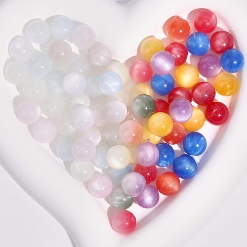 1 Box 120PCS 10MM Round Resin Beads with Hole UV Reactive Color Changing White Change Colorful Sensitive Glitter Sunlight Loose Spacer Bead for Jewelry Making Bracelets Necklaces DIY Crafts in Kuwait