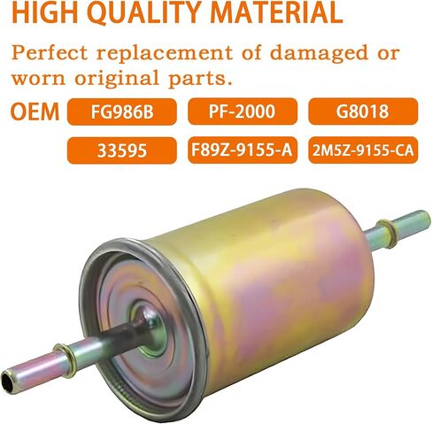 Fuel Filter Fit for Ford Lincoln Mercury, 1999–2008 F150 F250 F350, 1999–2005 Explorer, 1999–2006 Expedition, 2000–2008 Focus, 1998–2004 Mustang, PF2000, F89Z9155A, 33595, FG986B, FG1114 in Saudi Arabia