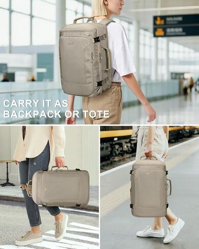 PIJUSHI Travel Laptop Backpack 35L Carry on Backpack for Women Men Flight Approved Business Daypack with USB Charging Port for Work Travel(PE067 Khaki) in Saudi Arabia