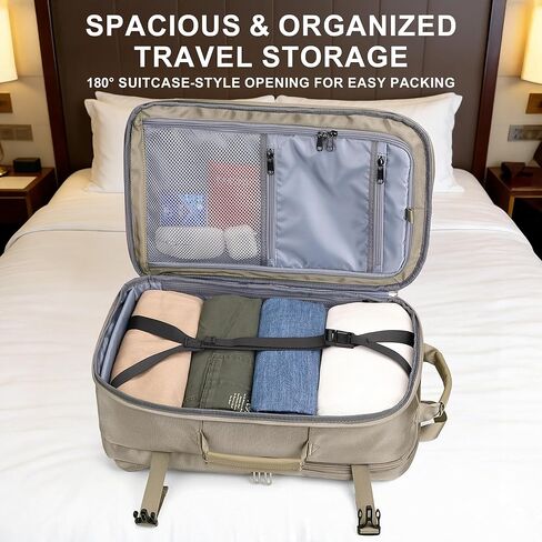 PIJUSHI Travel Laptop Backpack 35L Carry on Backpack for Women Men Flight Approved Business Daypack with USB Charging Port for Work Travel(PE067 Khaki) in Saudi Arabia