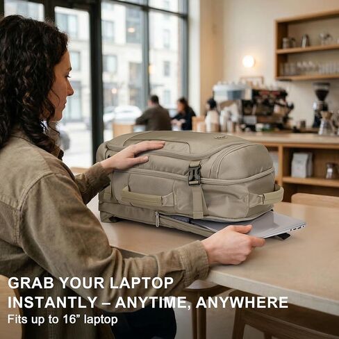 PIJUSHI Travel Laptop Backpack 35L Carry on Backpack for Women Men Flight Approved Business Daypack with USB Charging Port for Work Travel(PE067 Khaki) in Saudi Arabia