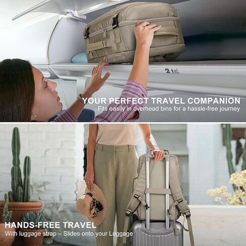 PIJUSHI Travel Laptop Backpack 35L Carry on Backpack for Women Men Flight Approved Business Daypack with USB Charging Port for Work Travel(PE067 Khaki) in Saudi Arabia