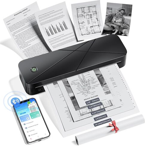 TATTMUSE Portable Inkless Thermal Printers Wireless for Travel, Bluetooth Small Mobile Printer for Phone & Laptop & Home Use, Support 8.5" X 11" US Letter & A4 and Multiple Sizes Thermal Paper in Saudi Arabia
