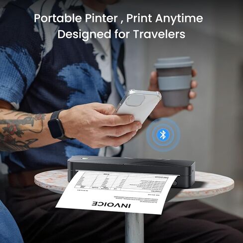 TATTMUSE Portable Inkless Thermal Printers Wireless for Travel, Bluetooth Small Mobile Printer for Phone & Laptop & Home Use, Support 8.5" X 11" US Letter & A4 and Multiple Sizes Thermal Paper in Saudi Arabia