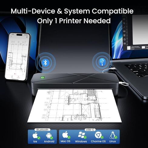 TATTMUSE Portable Inkless Thermal Printers Wireless for Travel, Bluetooth Small Mobile Printer for Phone & Laptop & Home Use, Support 8.5" X 11" US Letter & A4 and Multiple Sizes Thermal Paper in Saudi Arabia