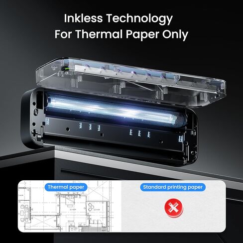 TATTMUSE Portable Inkless Thermal Printers Wireless for Travel, Bluetooth Small Mobile Printer for Phone & Laptop & Home Use, Support 8.5" X 11" US Letter & A4 and Multiple Sizes Thermal Paper in Saudi Arabia