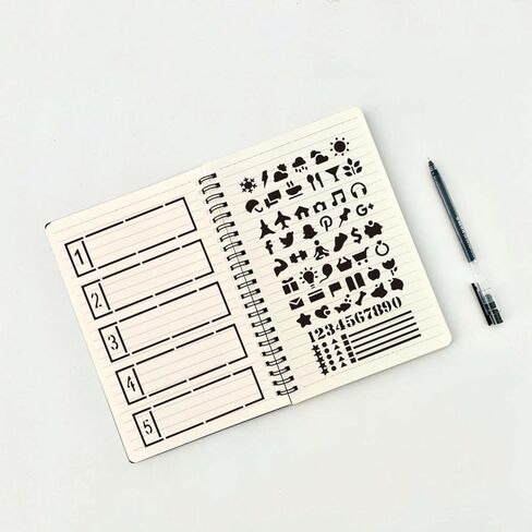 12 Pcs Journal Stencils Set, 4x7 Inch Plastic Durable, Washable Reusable Planner Stencils for Junk Journal Notebook Diary Scrapbook DIY Drawing Template in Saudi Arabia