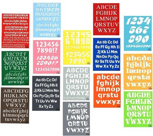 15-Piece Precision Lettering Stencil Set - Professional Calligraphy & Number Templates - Assorted Modern Fonts for Sign Making, DIY Home Decor, and Journaling - 10x8 Inch Washable PET Art Tools in Saudi Arabia