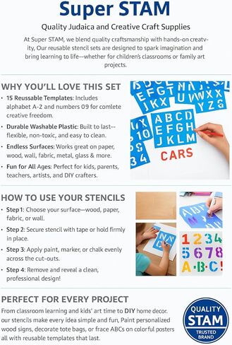 15-Piece Precision Lettering Stencil Set - Professional Calligraphy & Number Templates - Assorted Modern Fonts for Sign Making, DIY Home Decor, and Journaling - 10x8 Inch Washable PET Art Tools in Saudi Arabia