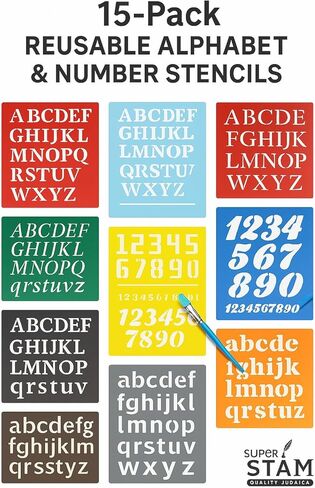 15-Piece Precision Lettering Stencil Set - Professional Calligraphy & Number Templates - Assorted Modern Fonts for Sign Making, DIY Home Decor, and Journaling - 10x8 Inch Washable PET Art Tools in Saudi Arabia