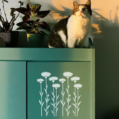 FINGERINSPIRE 6Styles Wildflowers Pattern Stencils with a Brush 11.7x8.3Inch Weeds Painting Stencils PET Plant Themes Floral Template for Wood Wall Floor Tiles in Kuwait