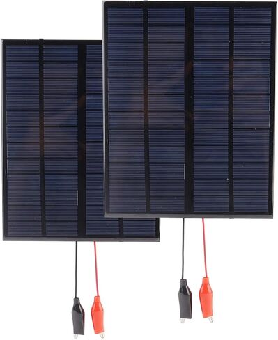 2Pcs 12v Solar Panel,3.6W 12 v 300ma Small Solar Panels Polysilicon Epoxy Module DIY Polysilicon Solar Epoxy Cell Charger with Wire Clip 178mm*142mm (2 Pcs 12V+Wire Clip) in Saudi Arabia