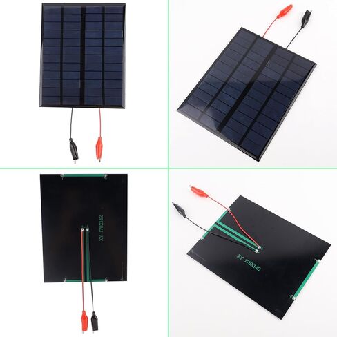 2Pcs 12v Solar Panel,3.6W 12 v 300ma Small Solar Panels Polysilicon Epoxy Module DIY Polysilicon Solar Epoxy Cell Charger with Wire Clip 178mm*142mm (2 Pcs 12V+Wire Clip) in Saudi Arabia