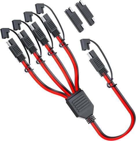MADCATZ 10 AWG - SAE 1 to 4 Extension Cable Quick Disconnect Connector, SAE Y Splitter Adaptors, for Automotive, Solar Panel SAE Plug 12 inch/30cm - with SAE Adapters (1 Pack) in Kuwait