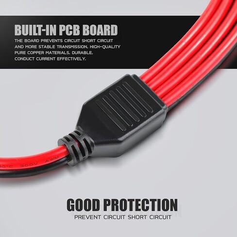 MADCATZ 10 AWG - SAE 1 to 4 Extension Cable Quick Disconnect Connector, SAE Y Splitter Adaptors, for Automotive, Solar Panel SAE Plug 12 inch/30cm - with SAE Adapters (1 Pack) in Kuwait