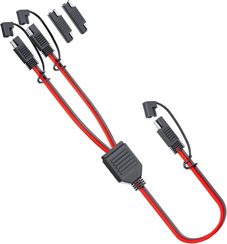 MADCATZ 10 AWG - SAE 1 to 4 Extension Cable Quick Disconnect Connector, SAE Y Splitter Adaptors, for Automotive, Solar Panel SAE Plug 12 inch/30cm - with SAE Adapters (1 Pack) in Kuwait