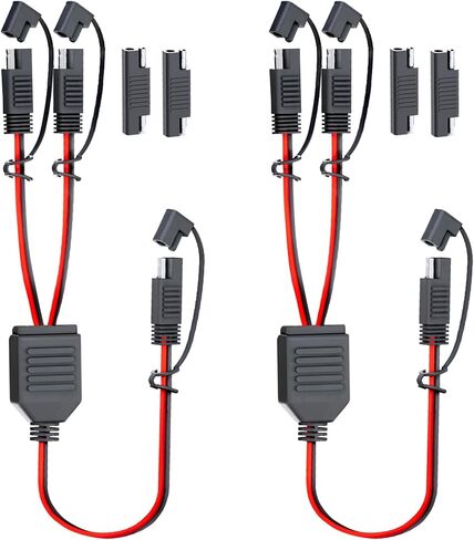 MADCATZ 10 AWG - SAE 1 to 4 Extension Cable Quick Disconnect Connector, SAE Y Splitter Adaptors, for Automotive, Solar Panel SAE Plug 12 inch/30cm - with SAE Adapters (1 Pack) in Kuwait