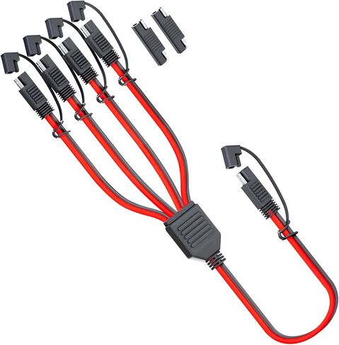 MADCATZ 10 AWG - SAE 1 to 4 Extension Cable Quick Disconnect Connector, SAE Y Splitter Adaptors, for Automotive, Solar Panel SAE Plug 12 inch/30cm - with SAE Adapters (1 Pack) in Kuwait