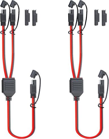 MADCATZ 10 AWG - SAE 1 to 4 Extension Cable Quick Disconnect Connector, SAE Y Splitter Adaptors, for Automotive, Solar Panel SAE Plug 12 inch/30cm - with SAE Adapters (1 Pack) in Kuwait