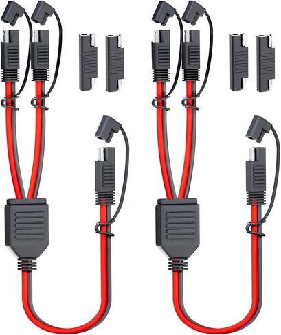 MADCATZ 10 AWG - SAE 1 to 4 Extension Cable Quick Disconnect Connector, SAE Y Splitter Adaptors, for Automotive, Solar Panel SAE Plug 12 inch/30cm - with SAE Adapters (1 Pack) in Kuwait