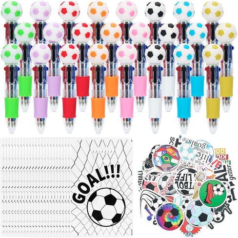 24Pcs 4-in-1 Mini Multicolor Pens, Balls Goodie Cute Pens Set mit 50PCS Vinyl Stickers 24PCS Gift Bags for Balls Theme Party Decorations, Fun Ballpoint Pen Gifts Kit for Games Sports Events in Saudi Arabia