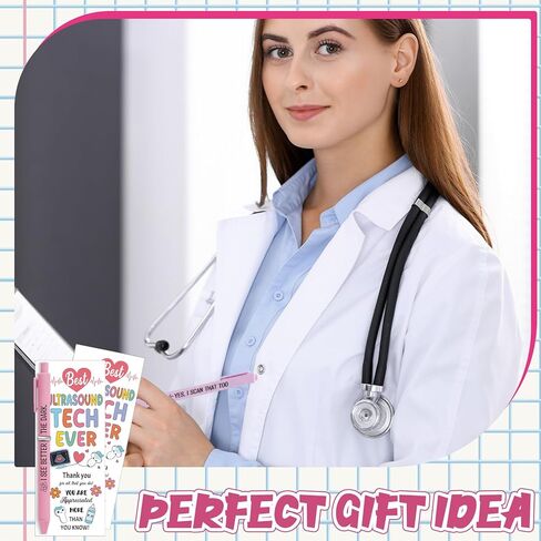 Gueevin 36 Sets Sonographer Gifts Set 12 Designs Ultrasound Themed Pen with Matching Themed Thank You Cards for Ultrasound Tech Week Sonography Student Graduation Radiology Nurse Appreciation in Kuwait