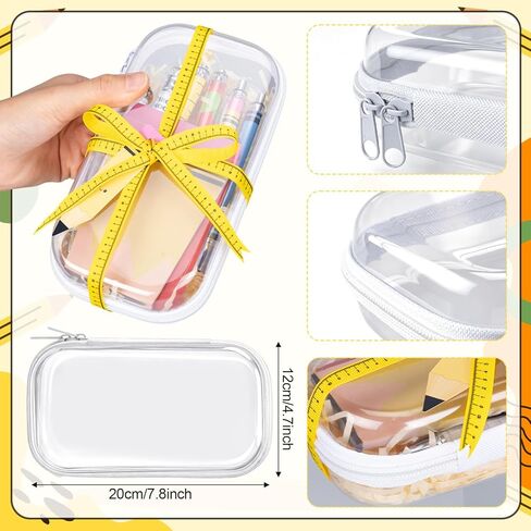 Landhoow 6 Sets Teacher Appreciation Gifts Hard Sided Clear Zipper Case Scroll Pen Sticky Notes Double-Sided Hang Tag Ribbon Measuring Tape for Back to School Gifts Graduation Party Favors in Kuwait