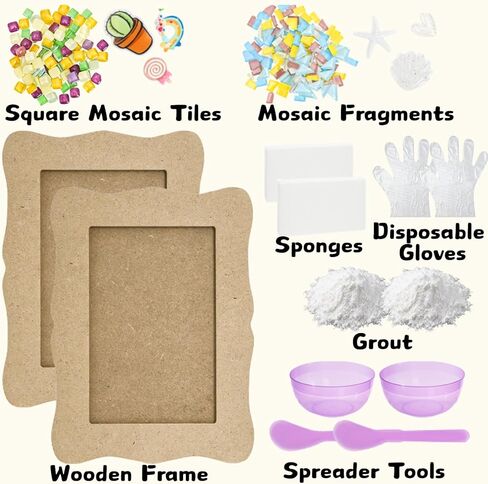 Coloch 2 Pack Decorate Your Own Mosaic Picture Frame Craft Kit, Wooden DIY Picture Frame Kits for Adults Mosaics Making Supplies for Gift, Decoration, Birthday, Anniversary in Kuwait