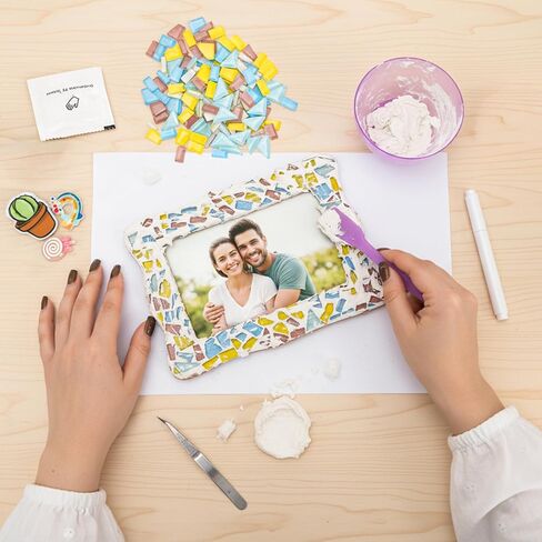 Coloch 2 Pack Decorate Your Own Mosaic Picture Frame Craft Kit, Wooden DIY Picture Frame Kits for Adults Mosaics Making Supplies for Gift, Decoration, Birthday, Anniversary in Kuwait