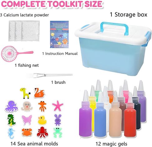 Magic Water Elf Toy Kit,12 Colors 3D DIY Water Gel Beads Kit with 14 Animal Molds,Complete Water Toy Set with Storage Box,Handmade STEM Craft Kits for Boys Girls Age 4+, Birthday Christmas Gift in Saudi Arabia