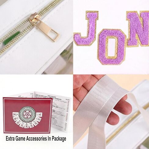 Empty Mahjong Tile Bag with Handle, Large Clear Waterproof Mahjong Storage Bag Fits 166 Tiles, Chenille Embroidered Design for Mahjong Lovers, Travel & Game Night Accessories in Saudi Arabia