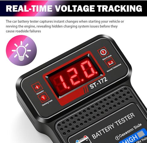 Car Battery Tester with LED Indicator & LCD Display,Battery Load Tester 12V Automotive for Real-Time Voltage Detection,Alternator Testers Automotive Tools with Alligator Clips in Saudi Arabia