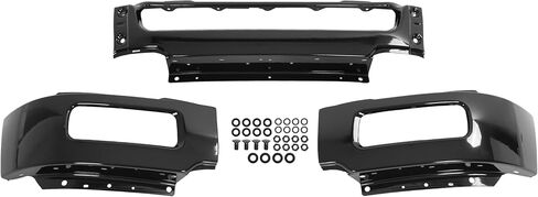 Front Bumper Face Bar 3PCS Compatible with 2004-2005 Ford F-150 2006 Lincoln Mark LT Base Crew Cab w/Fog Light Cutouts Replacement for 4L3Z17757FA FO1002391 Steel Powder Coated Black in Kuwait